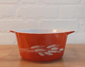 Vintage Pyrex Autumn Harvest Wheat 1-quart Casserole Dish •  473-B • 1970s Pyrex