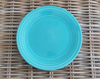 Vintage Fiestaware Turquoise Plate • Homer Laughlin Art Deco Concentric Rings (9.5 inches)