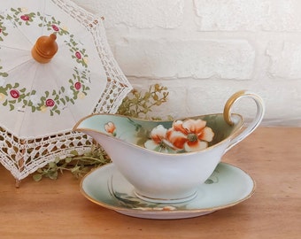 Handpainted Nippon Gravy Sauce Boat • Magnolia Nippon Gravy Boat • Vintage Gravy Boat