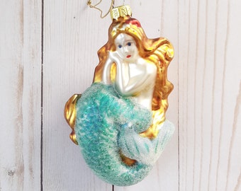 Vintage Glass Mermaid  Christmas or Decor Ornament • The Little Mermaid Style • Mermaid Ornament • Glass Mermaid • Mythical • Fantasy