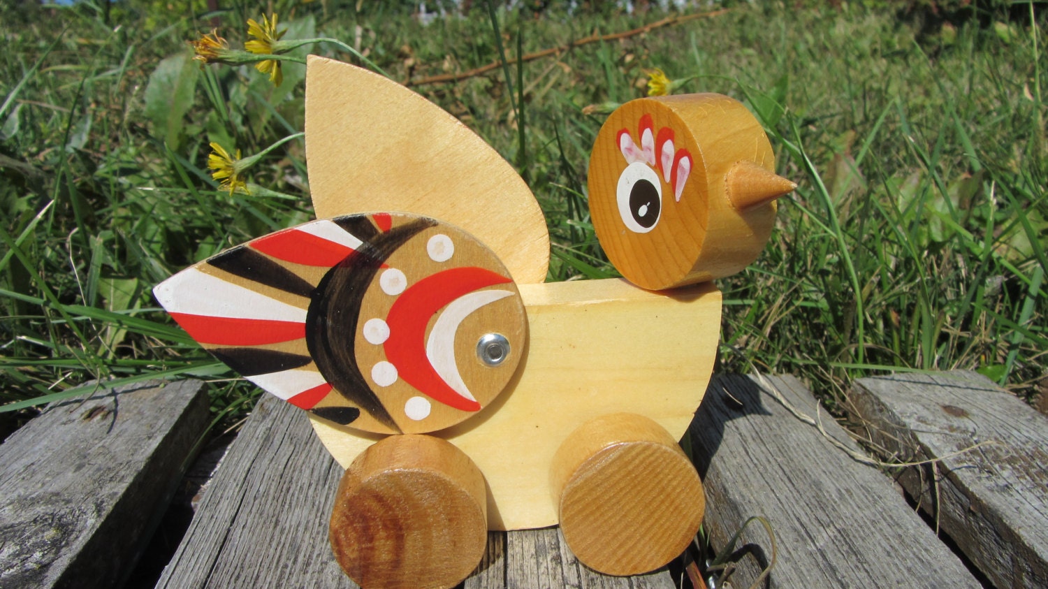 Wooden toy bird with handpainted Wooden toy for children. Etsy