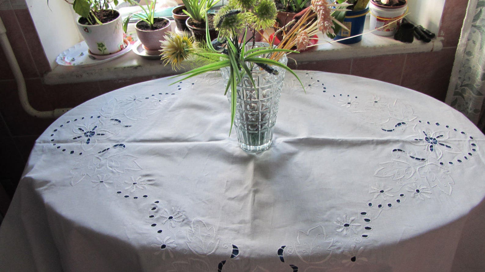 Richelieu Spitze Weiß Große Rechteckige Tischdecke | Etsy