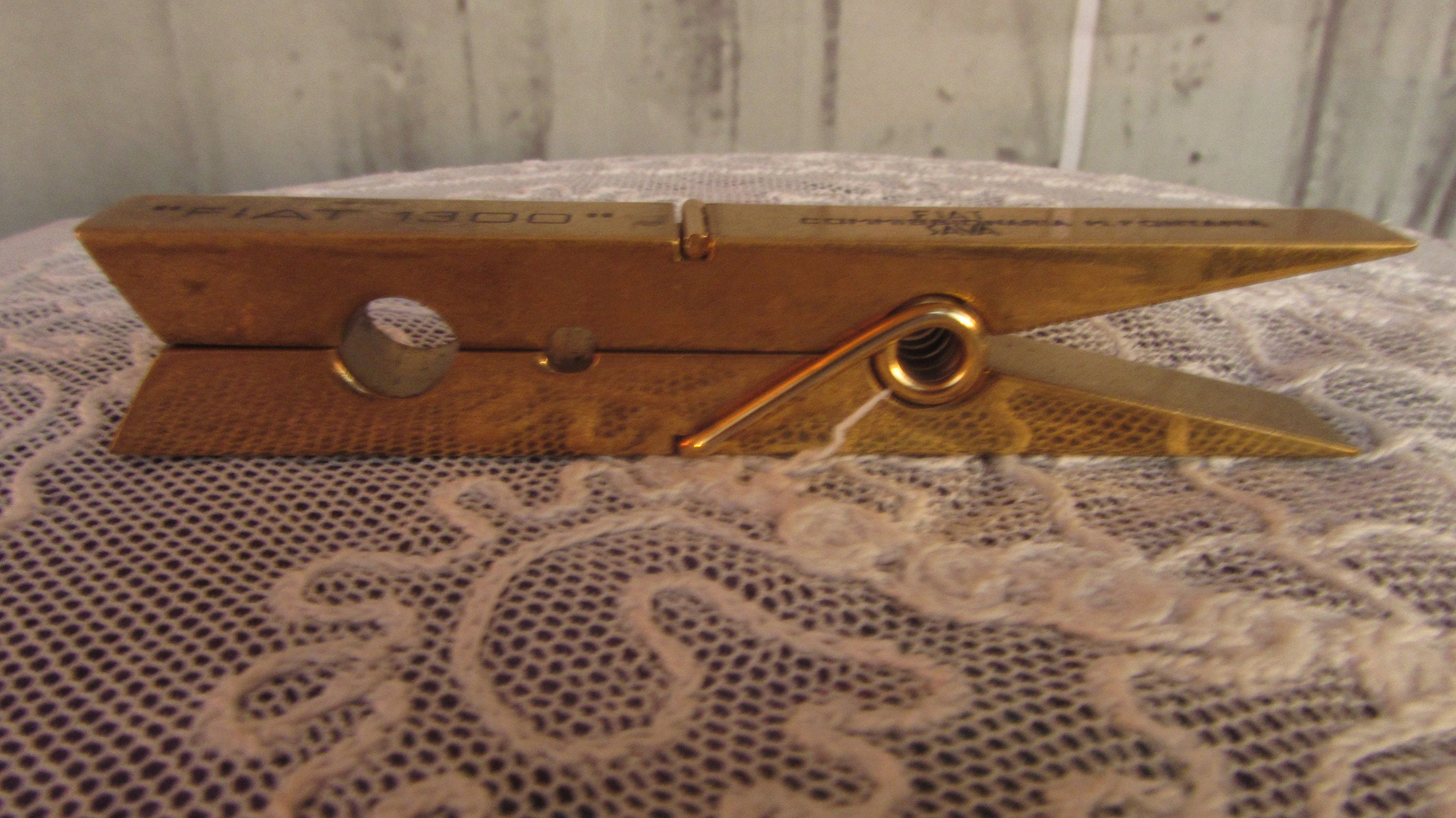 Brass clothespin golden color. Metal clothespin with the Etsy