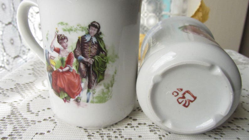 Set of two vintage tea cups fairy tale design Ceramic mugs set two cups tea set gift kitchen decor tea ceremony folklore style tea cup