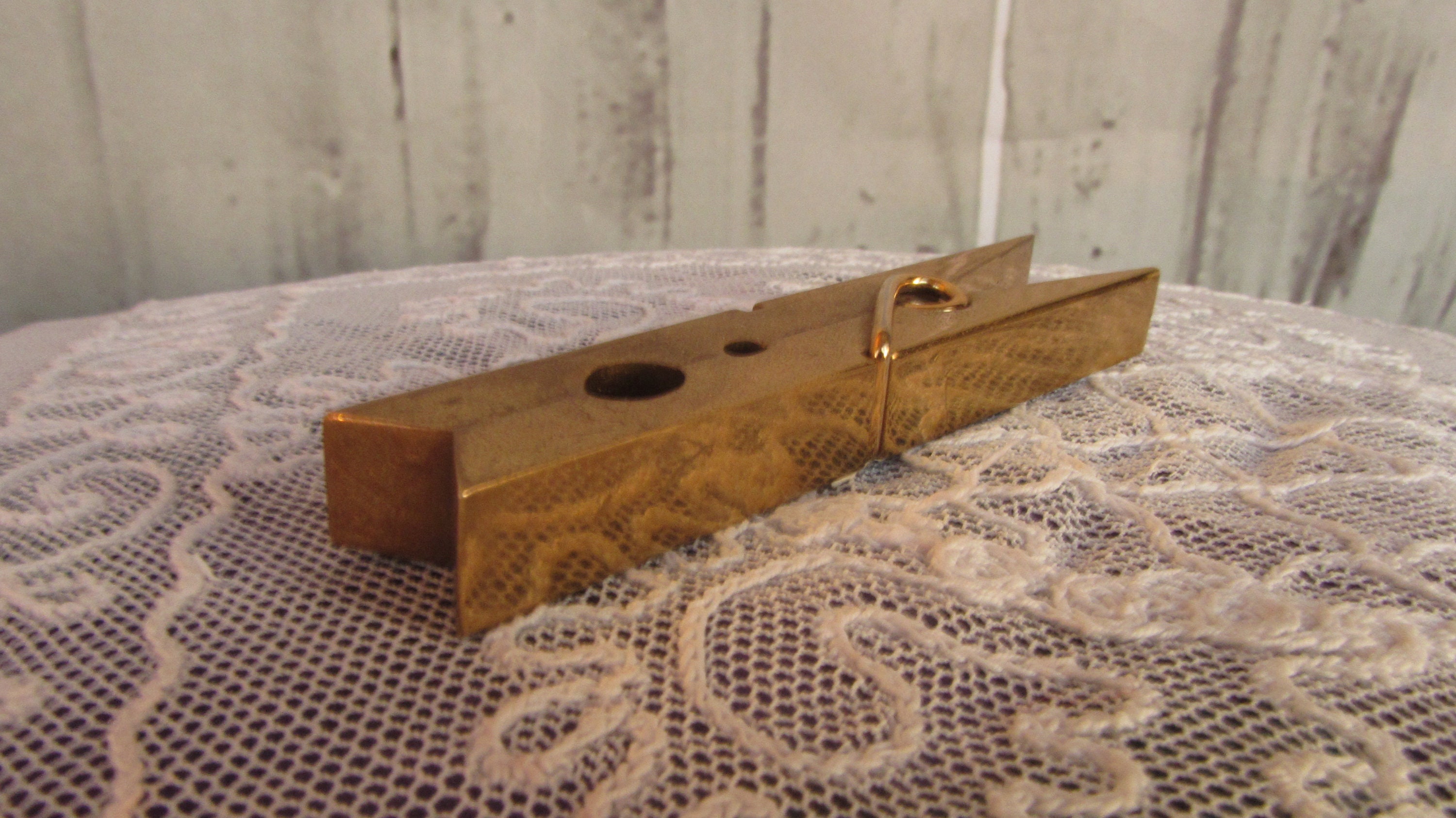 Brass clothespin golden color. Metal clothespin with the Etsy