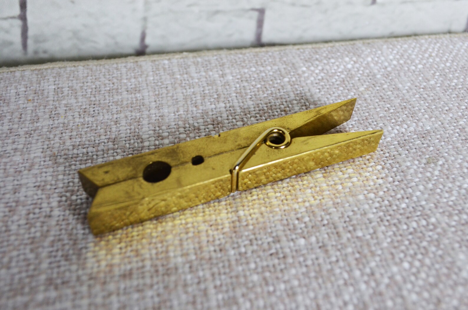 The clothespin is brass golden in color. A clothespin metal Etsy