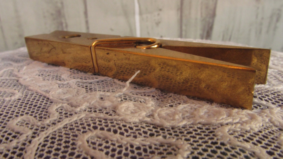 Brass clothespin golden color. Metal clothespin with the Etsy