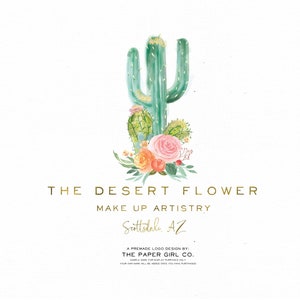 Design del logo, logo del cactus, logo del fiore, logo del deserto, logo della fotografia, pacchetto di branding, logo già pronto