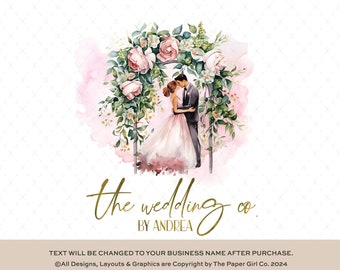 Wedding Logo Monogram | Wedding Planner Logo | Wedding Design | Bride and Groom Logo | Watercolor Logo | Rustic Wedding Logo