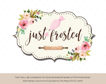 Premade Bakery Logo Design | Piping Bag, Rolling Pin