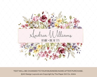Premade Wildflower Logo | Boho Floral Business Branding