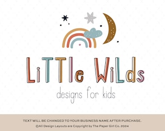 Retro Rainbow Premade Logo | Modern Kids Boutique Branding
