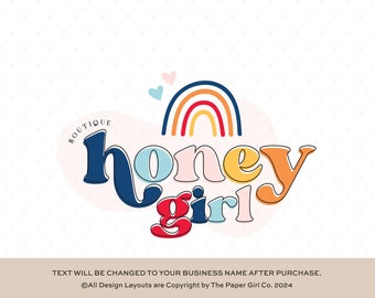 Retro Rainbow Logo Design | Premade Boutique Logo