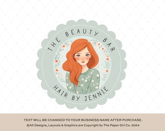 Floral Beauty Logo, Elegant Woman Illustration, Feminine Branding (Customised Service)