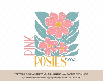 Elegant Floral Logo Design, Abstract Botanical Branding, Premade Business Logo