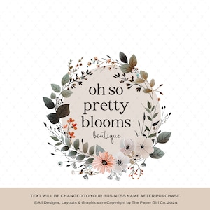 Bloemenkrans Premade Logo, Elegant Botanisch Cirkellogo voor Business Branding, Schoonheidssalon, Fotograaf Watermerkontwerp
