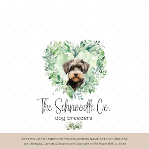 Huisdier-logo | Schnoodle hond logo ontwerp | Hondenoppaslogo | Dierlijk logo-ontwerp | Hondenuitlaatlogo | Bewerkbaar logo | Veterinair logo