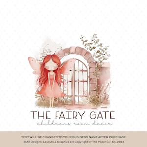 Wunderliche Fee vorgefertigtes Logo, handgezeichnetes Fantasy Branding, Kleinunternehmen, Boutique Logo Design, Aquarell Illustration