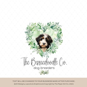Pet Logo | Dog Groomer Logo |Bernedoodle Dog Logo | Puppy Logo | Veterinary Logo | Dog Logo Design | Editable Logo | Premade Logo