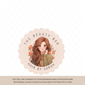 Floral Woman Premade Logo, Feminine Business Branding, Chic Blogger Graphic, Digital Portrait Illustration, Boutique Logo Design