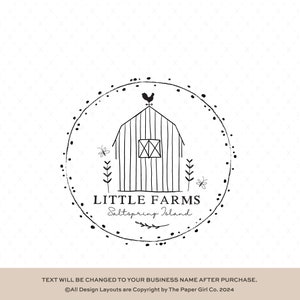 Barn Logo | Premade Logo | Bohemian Logo | Farm Floral Logo | Custom Logo | Vintage Logo | Boutique Branding | Logo Design | Cottage Logo