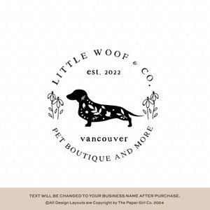 Dachshund Logo Wiener Dog Logo Dog Logo Pet Logo Animal Logo Minimalist Logo Black and White Logo Branding Kit Etsy