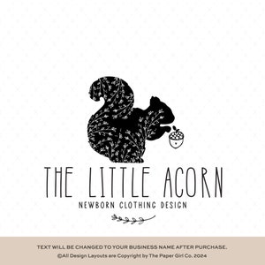 Logotipo de ardilla, logotipo de bellota, logotipo de animal, logotipo de bosque, logotipo moderno, logotipo de fotografía, kit de marca