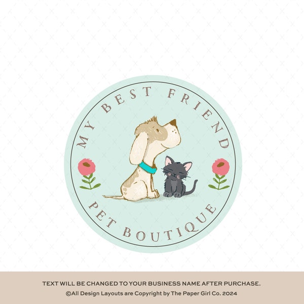 Dog Grooming Logo | Editable Logo | Pet Logo Design | Dog Logo Design | Pet Salon Logo | Pet Business Logo | Nature Inspired | Kitten Logo