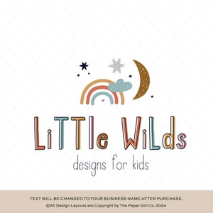 Rainbow Logo | Modern Premade Logo Design | Kids Boutique Logo | Groovy Logo | Retro Logo | Bright Logo | Moon Logo