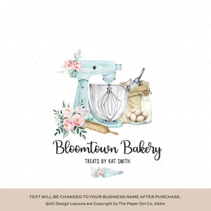 Cake Logo | Food Logo | Mixer Logo Design | Farmhouse Logo | Sweets Logo | Bakery Logo Design | Watercolor Floral Logo | Baking Logo