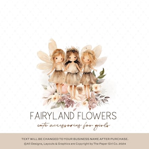 Logo de fée aquarelle, création de logo fantaisiste premade, image de marque de petite entreprise, logo de boutique, création de logo de boutique pour enfants
