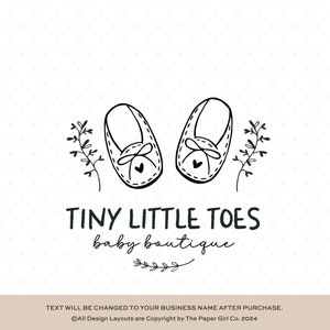 Logo minimalista delle scarpe per bambini, marchio di calzature per bambini pre-progettato, logo della boutique dell'asilo nido, design moderno del logo in bianco e nero