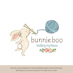 Crochet Logo | Individuelles Logo-Design | Strick-Logo | Bearbeitbares Logo-Design | Aquarell Logo | Garn Logo Design | Boho-Logo | Shop-Logo
