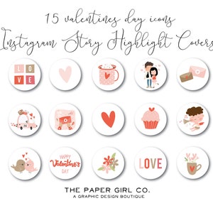 valentines instagram highlight icons, 15 instagram story covers, instagram highlight icons, instagram icons, instagram highlights, templates
