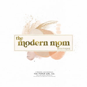 boho logo, vintage logo, midcentury modern logo, neutral abstract logo, geometric logo, art deco logo, gold logo, premade logo design, logo