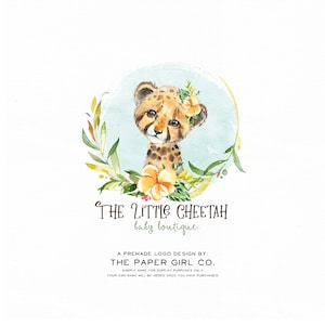 logotipo de guepardo, logotipo de niños, logotipo de boutique de bebé, logotipo prefabricado, logotipo de fotografía, logotipo de safari, logotipo de animal bebé, logotipo de la selva, logotipo de marca