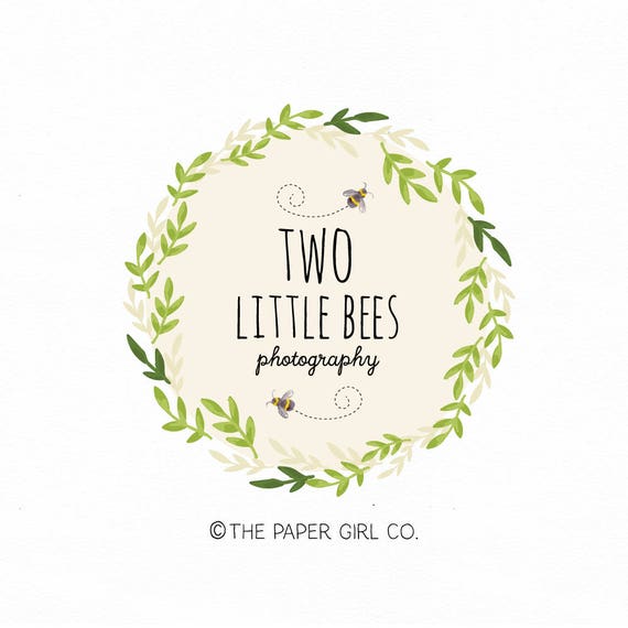 Bee Logo Photography Logo Leaf Wreath Logo Etsy Shop Logo Etsy