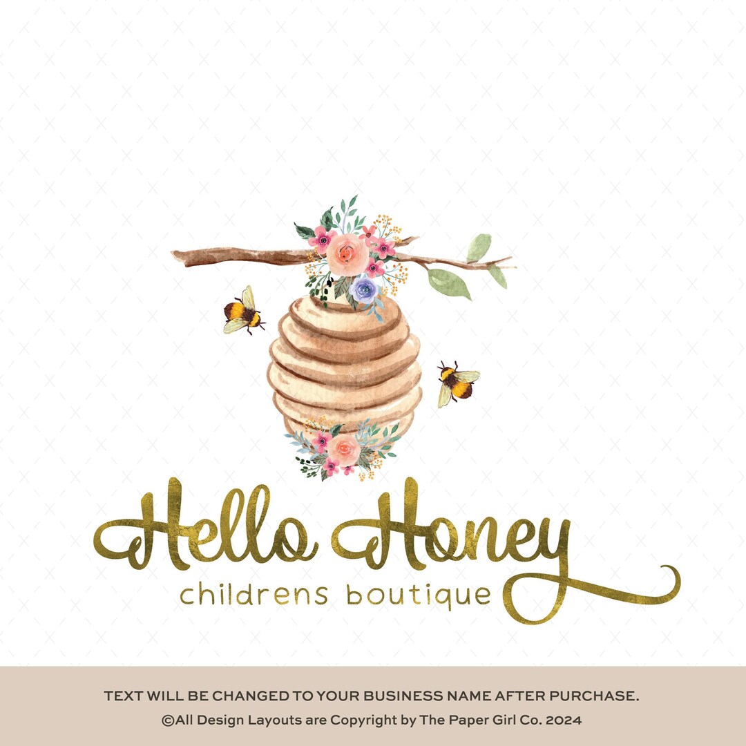 Premade Beehive Logo Design | Business Branding Watermark - Etsy