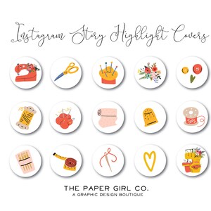 instagram story highlight icons - 15 cute doodle sewing craft covers, instagram highlight covers, social media icons, blog branding kit