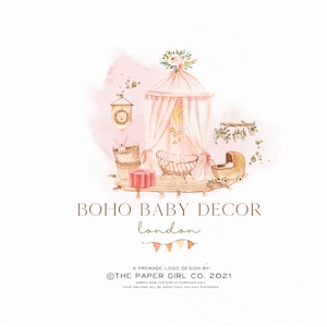 Logotipo de guardería, logotipo de Boho, logotipo de recién nacido, logotipo de Boho, logotipo de Doula, logotipo de boutique de bebé, logotipo de niños, logotipo de decoración del hogar, diseño de logotipo prefabricado