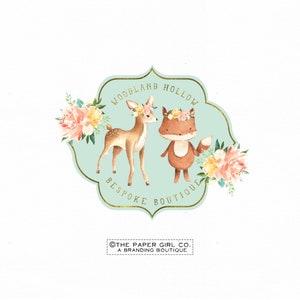 logotipo de ciervo logotipo de gama logotipo de zorro logotipo de bosque logotipo de fotografía logotipo prefabricado logotipo de niños logotipo de boutique logotipo de bebé logotipo de animal de acuarela