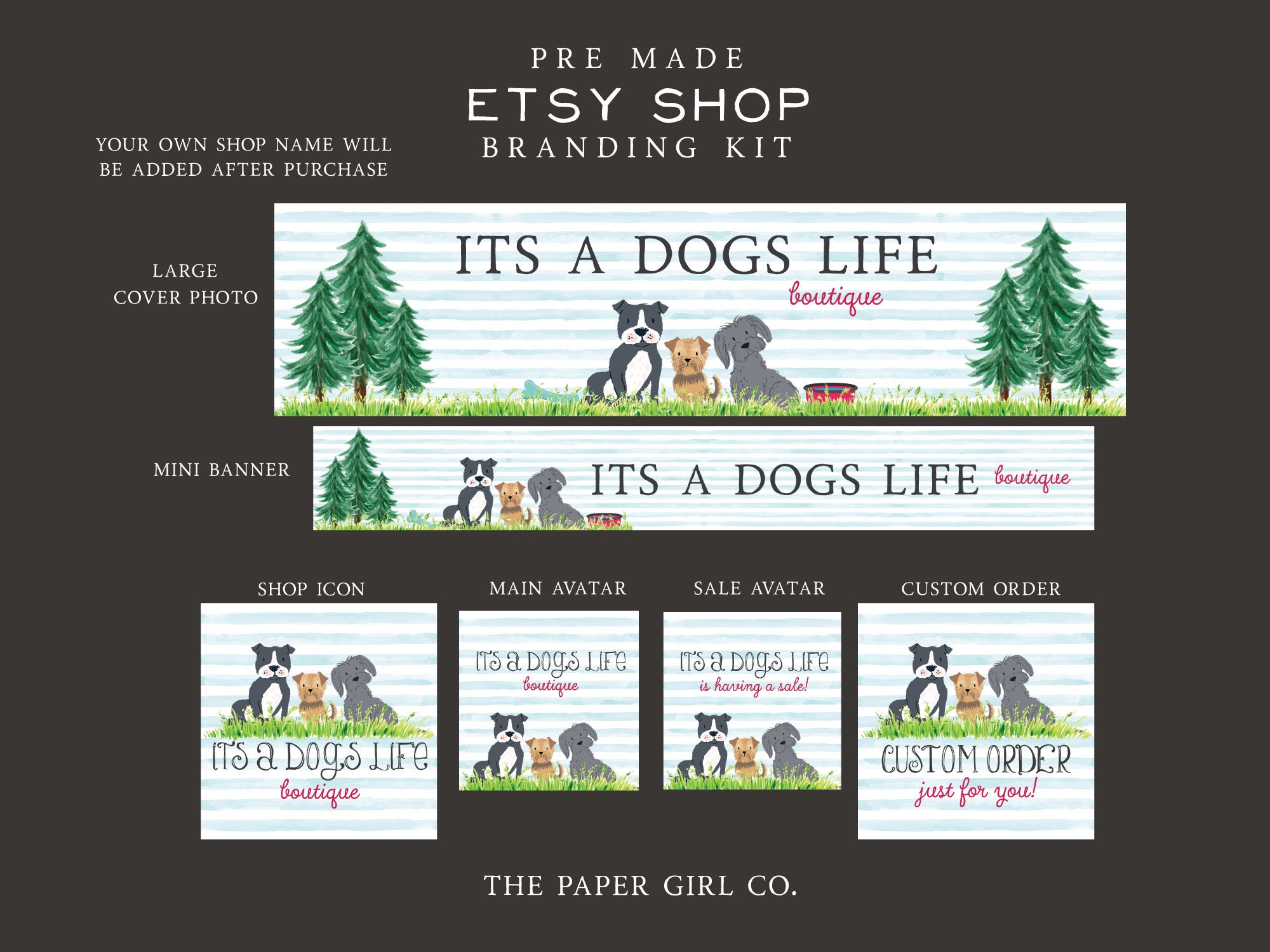 Dog Etsy Branding Kit Etsy Shop Set Pet Etsy Shop Set Etsy Etsy