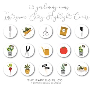 gardening instagram highlight icons, 15 instagram story covers, instagram highlight icons, instagram icons, instagram highlights, templates