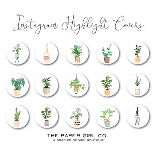 Instagram Story Highlight Icons, iOS 14 App Icons - 15 Watercolor Boho Houseplant Covers, Instagram Highlight Covers, iPhone Widgets Icons