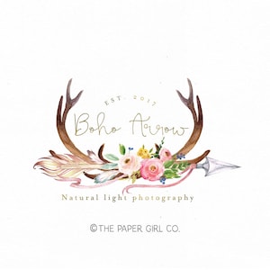 Boutique Logo | Boho Logo | Arrow Logo | Watercolor Logo | Modern Logo | Jewelry Logo | Branding Kit | Vintage Logo | Watermark Logo