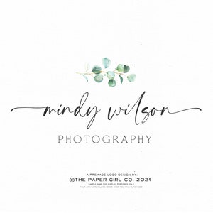 EUCALYPTUS LOGO, rustic logo, farmhouse logo, photography logo, nature logo, wedding logo, premade logo, watercolor logo, leaf logo, logo