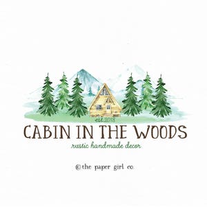cabin logo forest logo woods logo mountain logo tree logo home decor logo photography logo premade logo camping logo resort logo branding