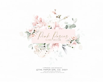 Rose Logo, Premade Logo, Flower Logo, Logo Design, Photography Logo, Branding Package, Watercolor Flowers, Pink Rose Logo, Website Logo