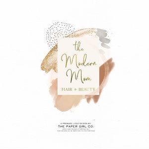 premade logo design, logo branding, retro vintage logo, modern boho logo, romantic logo, mid century chic logo, neutral logo, art deco logo