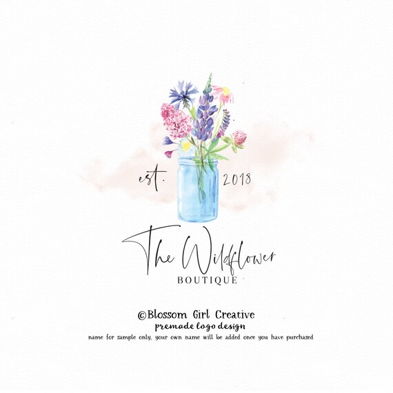 Wildflower Logo Flower Logo Florist Logo Event Planner Logo Etsy